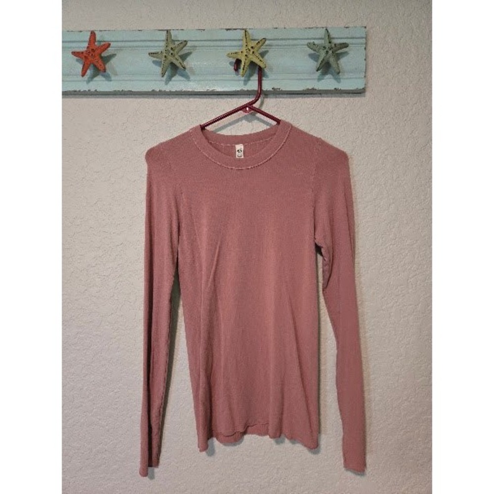 Intimately Free People Ribbed Long Sleeve Top Dusty Rose Pink XS/S Crew Neck
